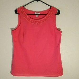 Ann Taylor Loft Coral Tank Top w/ Sequins Med NWT